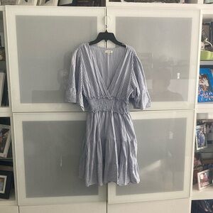 Max Studio Gray Wrap Knee-Length Dress Sleeveless Plunge Neckline